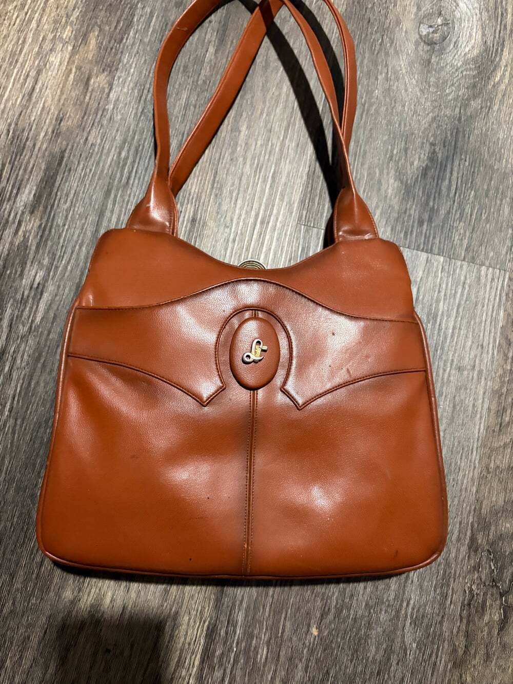 Designer Lou Taylor Vintage Camel Brown Shoulder Bag Purse